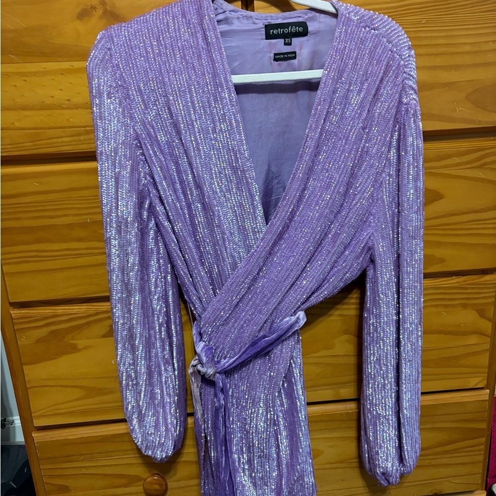 Retrofête Purple Gabrielle Wrap Dress